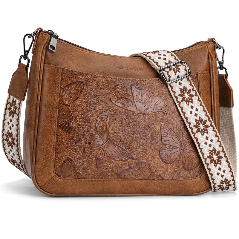 KITEVIUN Crossbody Bags for Women Trendy, Vegan Leather Medium Butterfly Hobo Purse, Women's Shoulder Handbags - Image 1