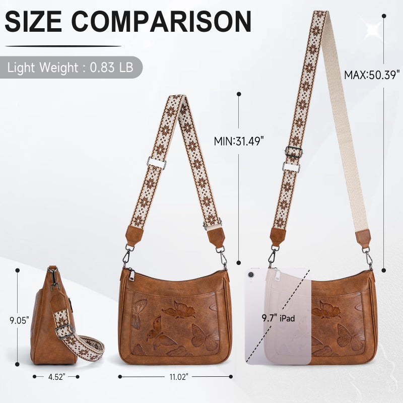 KITEVIUN Crossbody Bags for Women Trendy, Vegan Leather Medium Butterfly Hobo Purse, Women's Shoulder Handbags - Image 4