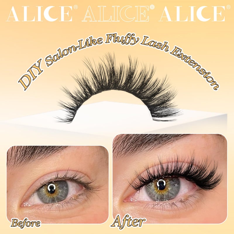 ALICE Lash Clusters Wispy Cluster Eyelash Extensions 204pcs 10-18mm Volume Individual Lashes 10-18mm Waterproof Natural Lash Extensions DIY Cluster Lashes DIY at Home - Image 4
