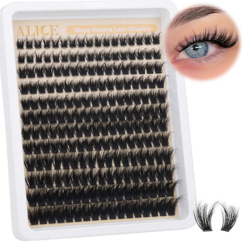 ALICE Lash Clusters Wispy Cluster Eyelash Extensions 204pcs 10-18mm Volume Individual Lashes 10-18mm Waterproof Natural Lash Extensions DIY Cluster Lashes DIY at Home - Image 1