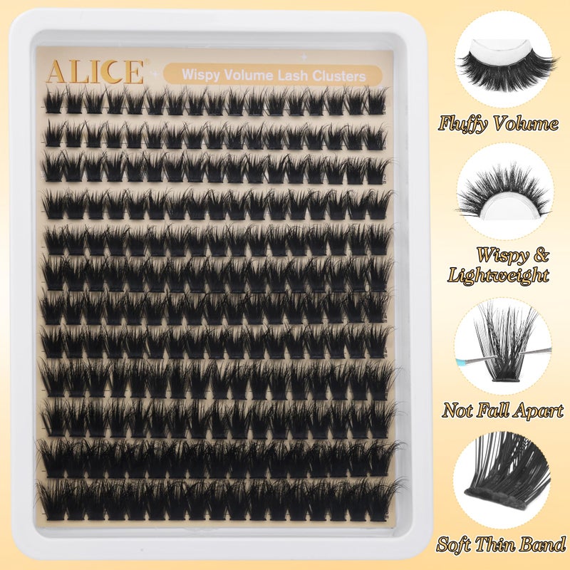 ALICE Lash Clusters Wispy Cluster Eyelash Extensions 204pcs 10-18mm Volume Individual Lashes 10-18mm Waterproof Natural Lash Extensions DIY Cluster Lashes DIY at Home - Image 3