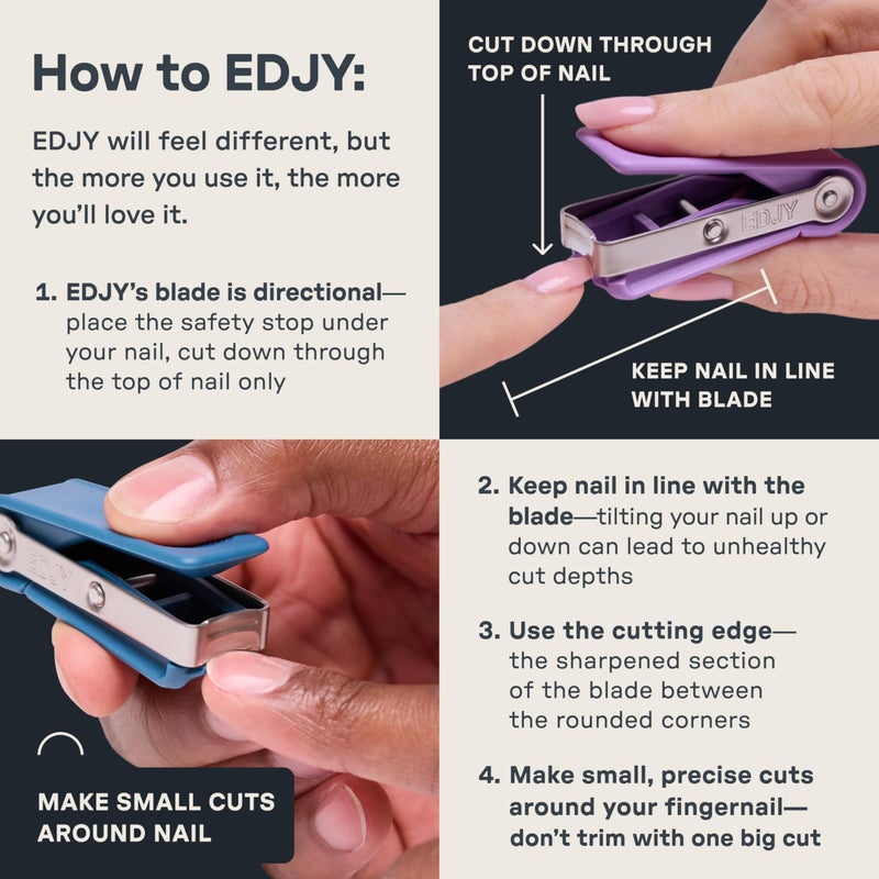 EDJY قاطع أظافر EDJY - قاطع أظافر من الفولاذ المقاوم للصدأ بدقة للأظافر | شفرة حادة، تصميم مريح، متين ومقاوم للصدأ | مثالي للرجال والنساء | EDJY أزرق - Image 3