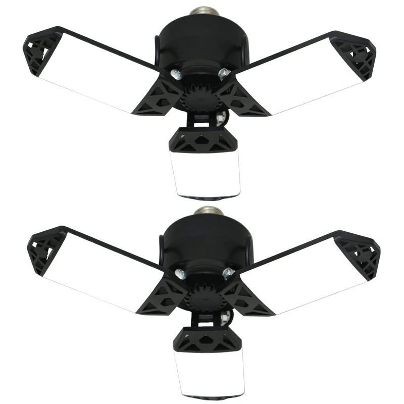 Meiqils 2Pack 80W LED Garage Light, 8000 Lumen Ceiling Lights with 3 Adjustable Panels, 6500K Daylight Light Bulb Fixture LED Lights for Garage, E26/E27 LED Shop Lights, Attic Workshop LED Bay Light - Image 1