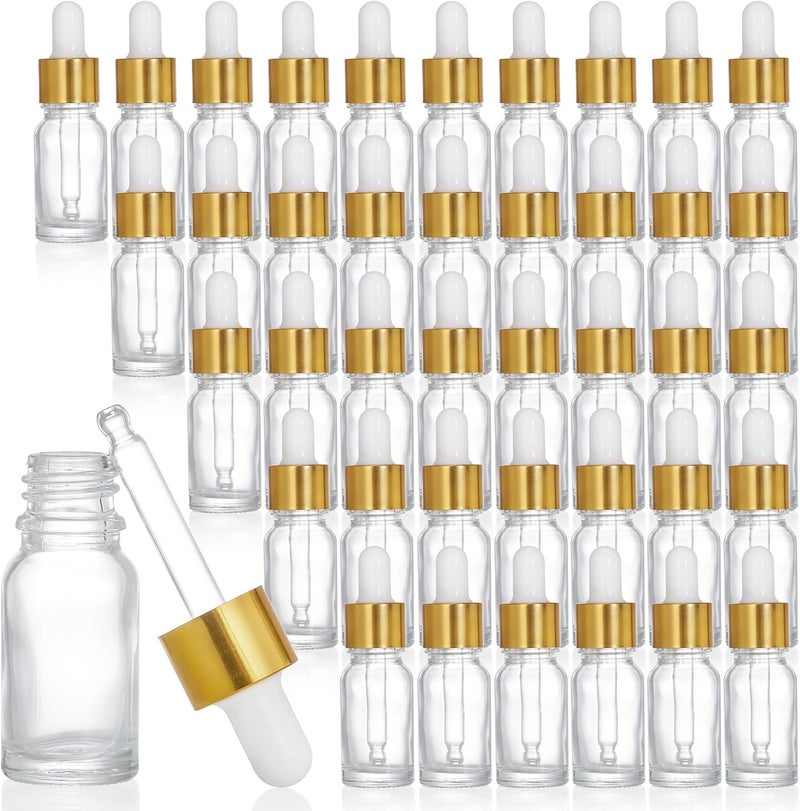 Kingrol 40 Pack 10ml Clear Glass Dropper Bottles, Tincture Bottles, Empty Bottles with dropper for Essential Oils, Perfumes, Aromatherapy, Chemistry Lab Chemicals - Image 1