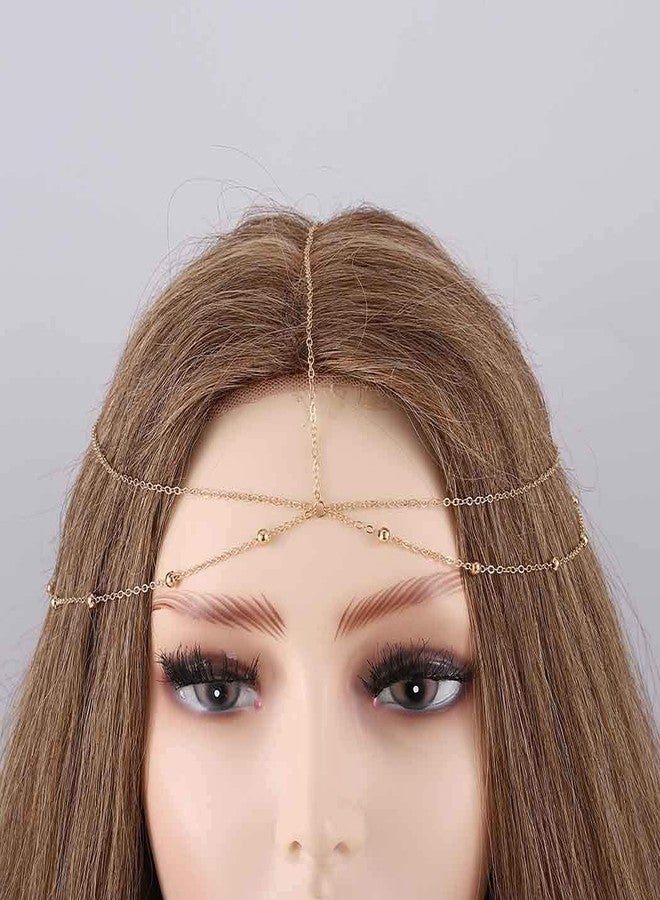 Cerun 1 Pcs Premium gold Boho Head Chain Jewelry Layered Headpiece Bead Hair Chain Wedding Festival Hair Accessories for Women and Girls - Image 3