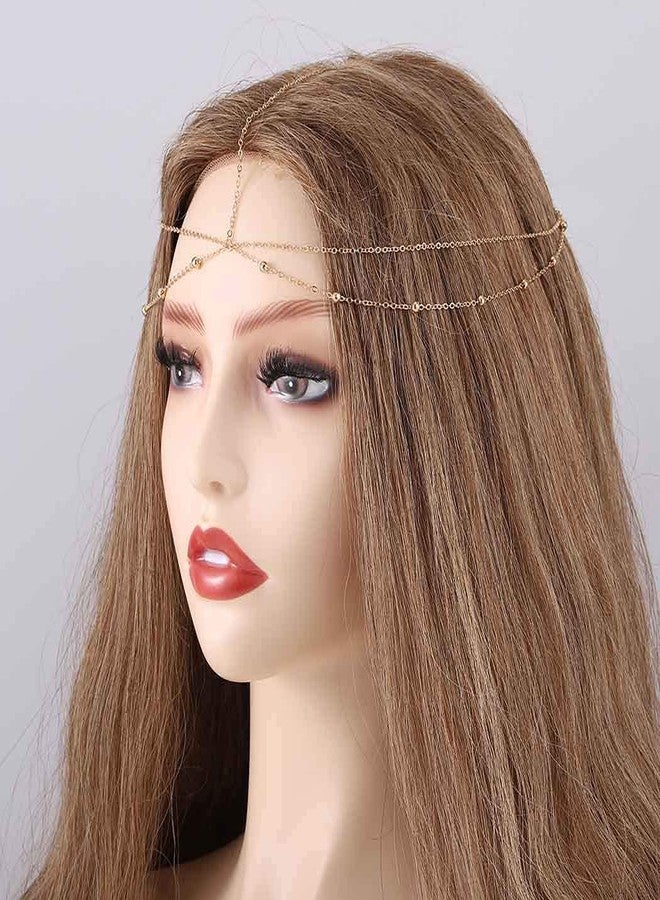 Cerun 1 Pcs Premium gold Boho Head Chain Jewelry Layered Headpiece Bead Hair Chain Wedding Festival Hair Accessories for Women and Girls - Image 5
