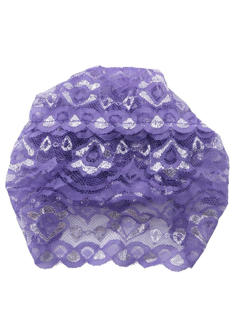 Loquat Women's Shiny Lace Hijab Inner Cap Purple  - Image 2