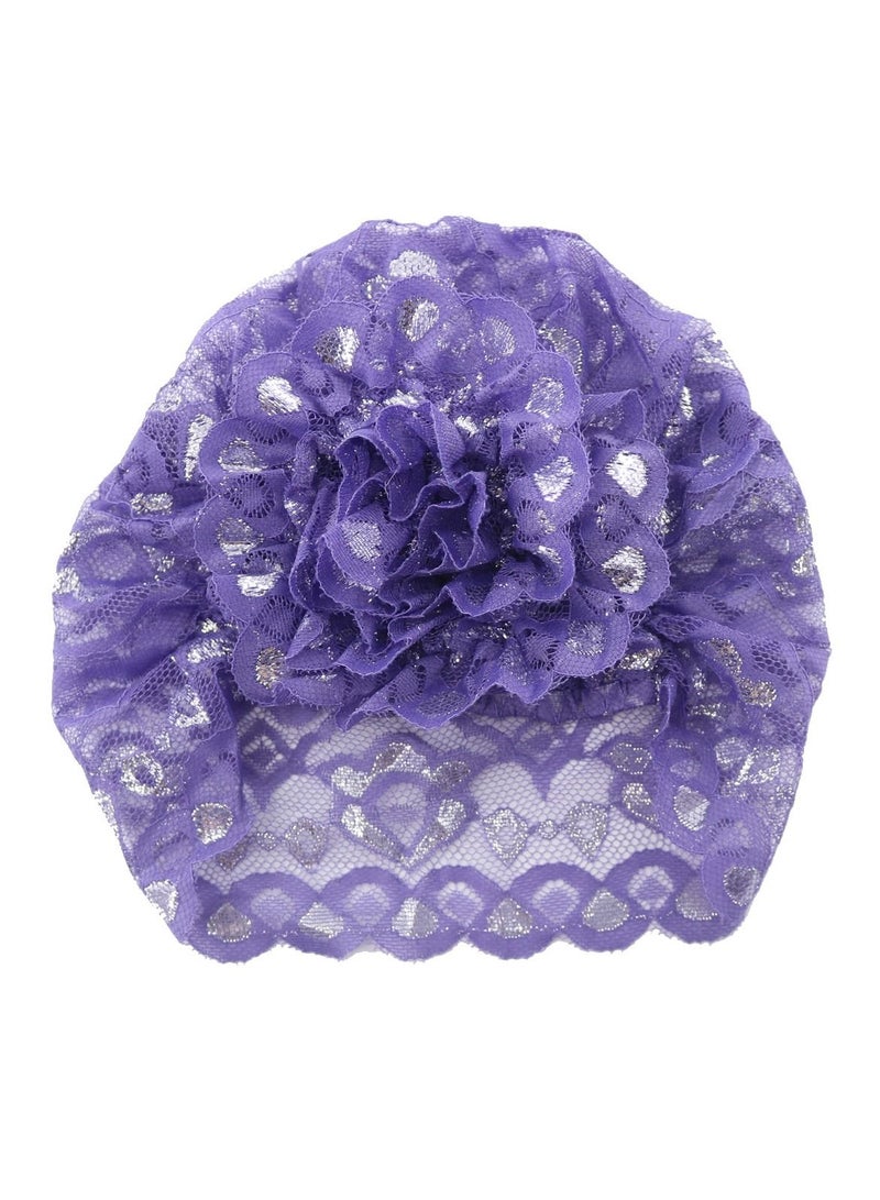 Loquat Women's Shiny Lace Hijab Inner Cap Purple  - Image 3
