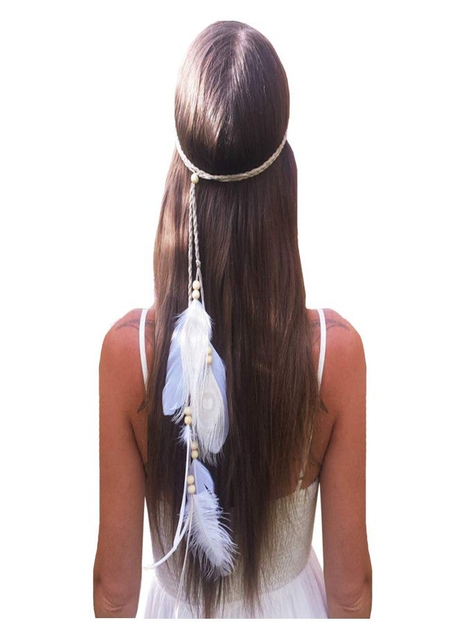 WLBON Feather Boho Hippie Indian Hair Bands Tassel Boho Women Crown Headdress Cosplay Costume Headwear Headpiece Cute Hair Accessories - Image 1