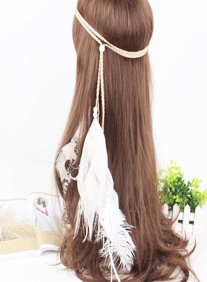 WLBON Feather Boho Hippie Indian Hair Bands Tassel Boho Women Crown Headdress Cosplay Costume Headwear Headpiece Cute Hair Accessories - Image 4