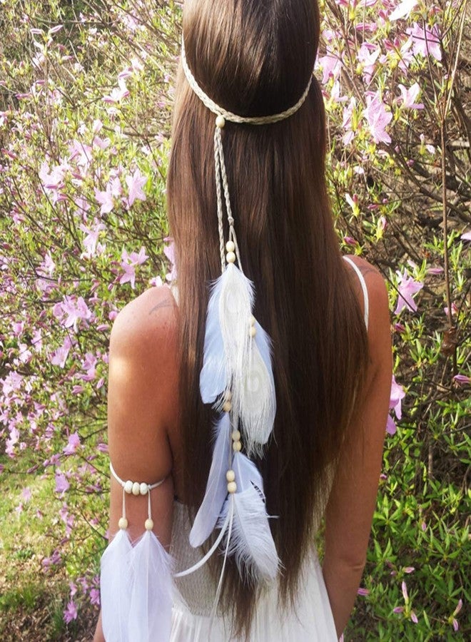 WLBON Feather Boho Hippie Indian Hair Bands Tassel Boho Women Crown Headdress Cosplay Costume Headwear Headpiece Cute Hair Accessories - Image 3