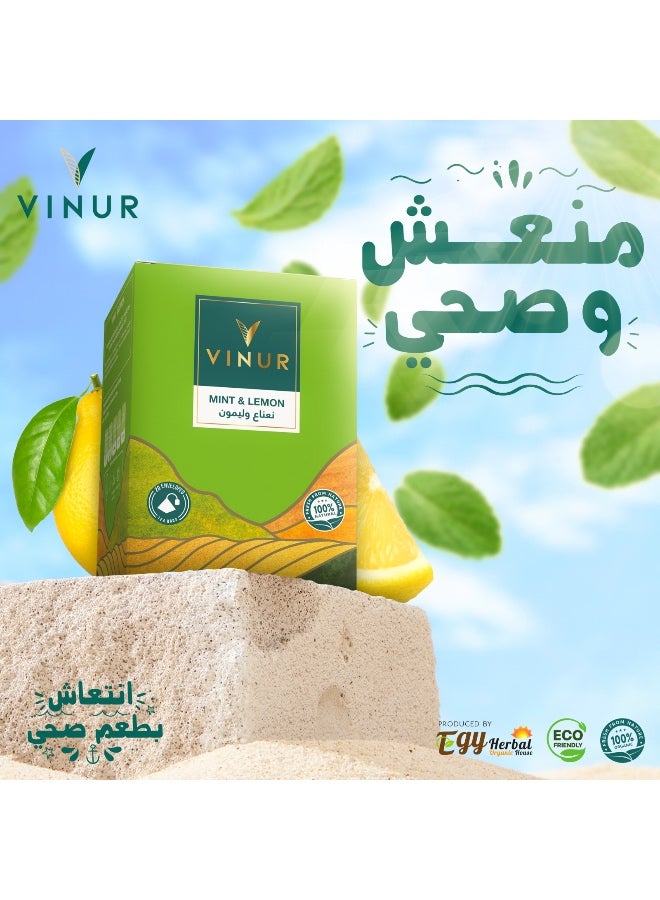 VINUR VINUR Organic Lemon & Mint Herbal Tea – 20 Pyramidal Tea Bags - Image 4