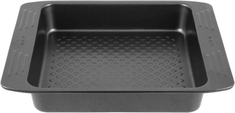 T-fal TEFAL Baking Tray | Easy Grip Square Cake 21 x 21cm | Carbon Steel | Easy Handling | Large Handles | Non-Stick Coating | Easy Release | Easy Cleaning | Dark Grey | 2 Years Warranty | J1625245 - Image 1