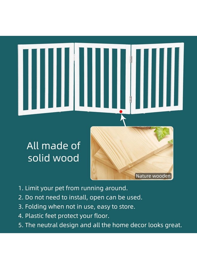 ZJSF Freestanding Indoor Dog Gate for House Foldable Wood White Puppy Gate for Doorways Pet Gate for Stairs Extra Wide Pet Fence 24" Height 3 Panels - Image 4