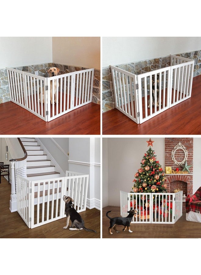ZJSF Freestanding Indoor Dog Gate for House Foldable Wood White Puppy Gate for Doorways Pet Gate for Stairs Extra Wide Pet Fence 24" Height 3 Panels - Image 3