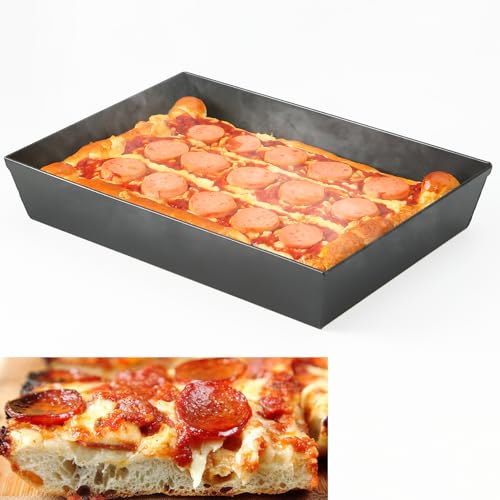 Jisculo Detroit Style Pizza Pan 10x14x2.5 (Non-Stick, BPA & PFOA Free) Heat-Resistant Up to 800°F, Pre-Seasoned Authentic Hard Anodized Detroit Deep Dish Pizza Pan, Five-Year Free Replacement - Image 1