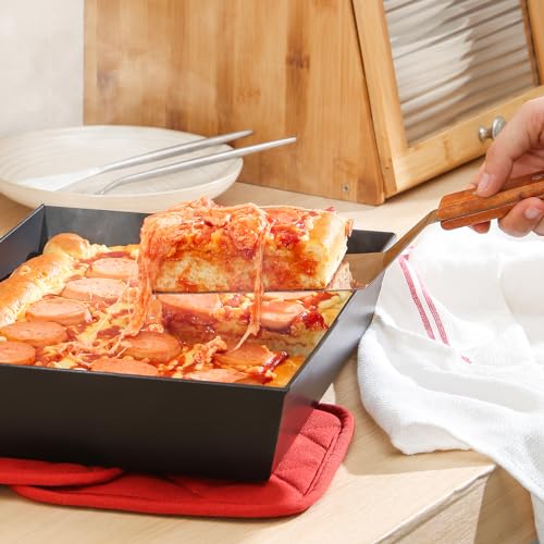 Jisculo Detroit Style Pizza Pan 10x14x2.5 (Non-Stick, BPA & PFOA Free) Heat-Resistant Up to 800°F, Pre-Seasoned Authentic Hard Anodized Detroit Deep Dish Pizza Pan, Five-Year Free Replacement - Image 3