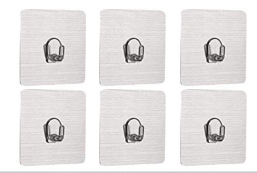 ADTALA Waterproof and Oil Proof Nail Free Adhesive Sticker ABS Plastic Wall Hooks Utility and Ceiling Hanger (Transparent) -6 Pieces - Image 1