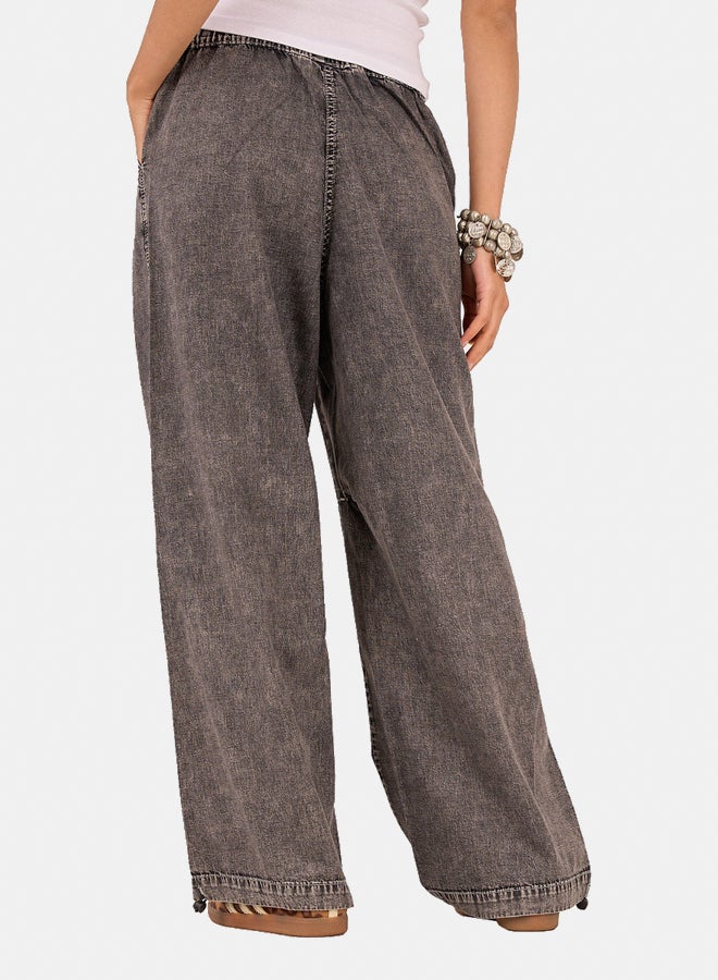 Clue Relaxed Fit Drawstring Denim Pants  - Image 3