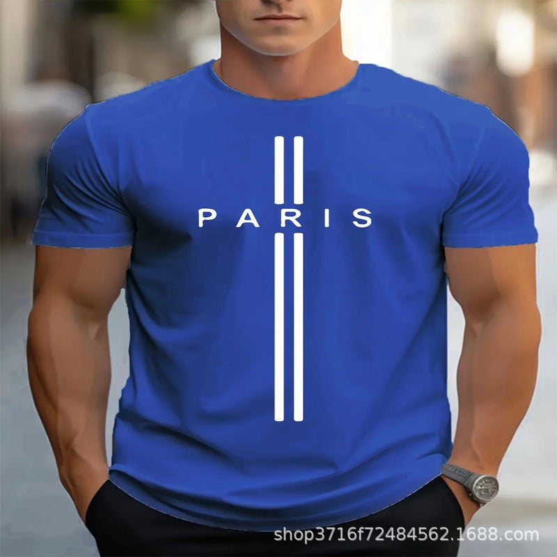 2024 Men'S Casual Crewneck Short-Sleeved 3D Digital Printing Slim-Fit Pullover Men'S T-Shirt - Image 1