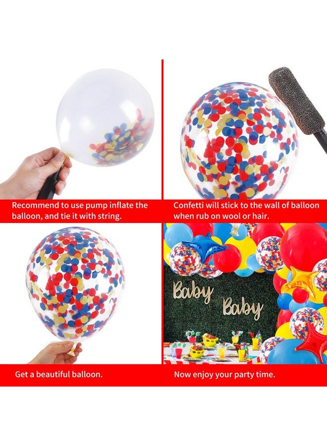 RUBFAC Carnival Circus Balloon Garland Arch Kit, 120pcs Red Blue Yellow Primary Color Balloons Rainbow Multicolor Confetti and Star Foil Balloons for Birthday Party Carnival Theme Decorations - Image 3
