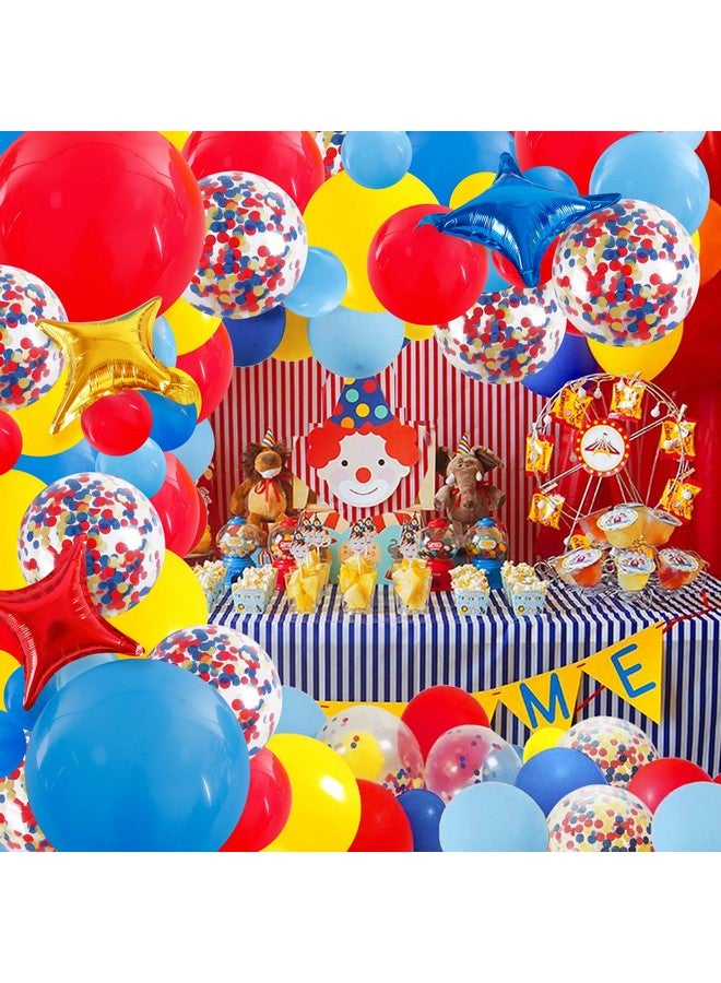 RUBFAC Carnival Circus Balloon Garland Arch Kit, 120pcs Red Blue Yellow Primary Color Balloons Rainbow Multicolor Confetti and Star Foil Balloons for Birthday Party Carnival Theme Decorations - Image 5