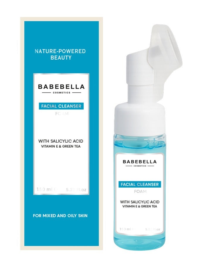 Babebella Cosmetics Salicylic Acid Facial Foam Cleanser Clears Breakouts, Controls Oil, Purifies Pores, and Targets Acne for Mixed to Oily Skin 150ml  - Image 1