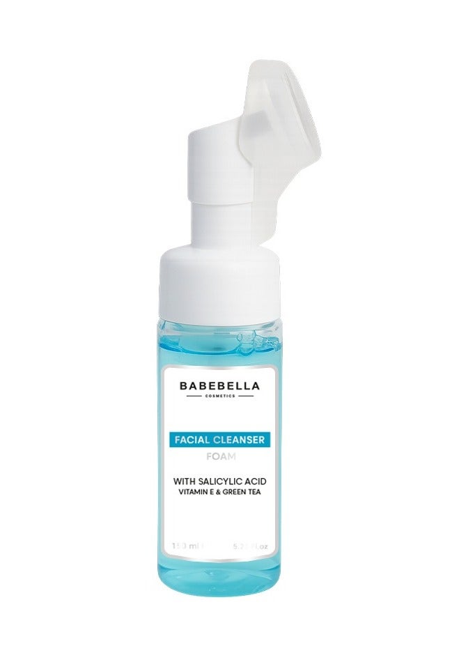 Babebella Cosmetics Salicylic Acid Facial Foam Cleanser Clears Breakouts, Controls Oil, Purifies Pores, and Targets Acne for Mixed to Oily Skin 150ml  - Image 2