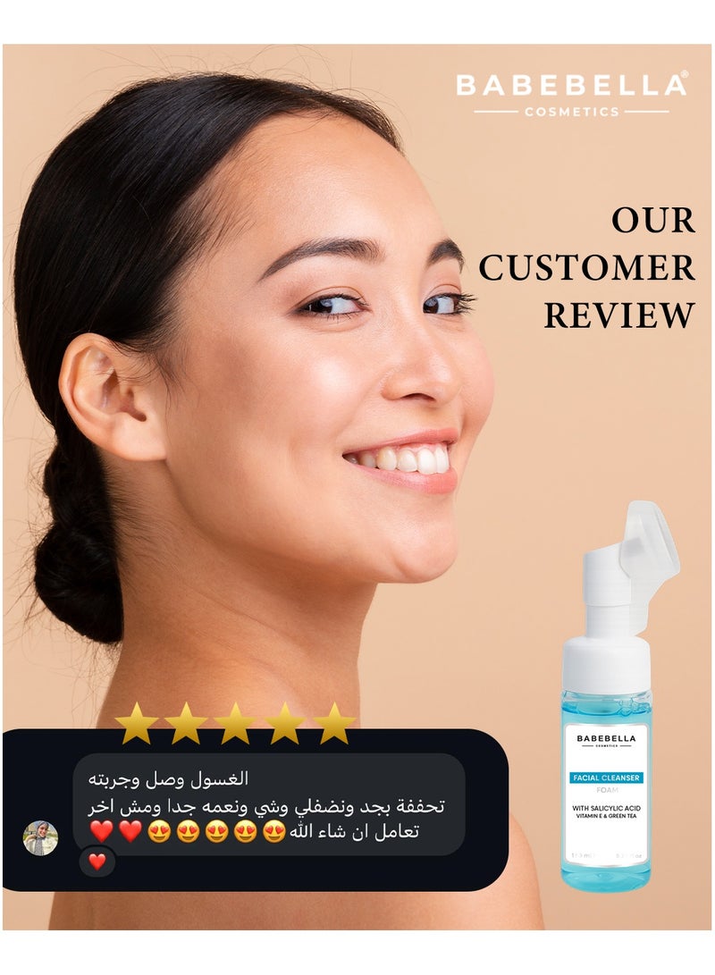 Babebella Cosmetics Salicylic Acid Facial Foam Cleanser Clears Breakouts, Controls Oil, Purifies Pores, and Targets Acne for Mixed to Oily Skin 150ml  - Image 5