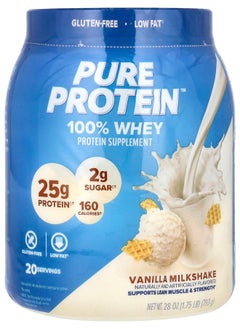 Pure Protein 100% Whey Protein Vanilla Milkshake 1.75 lb (793 g) 