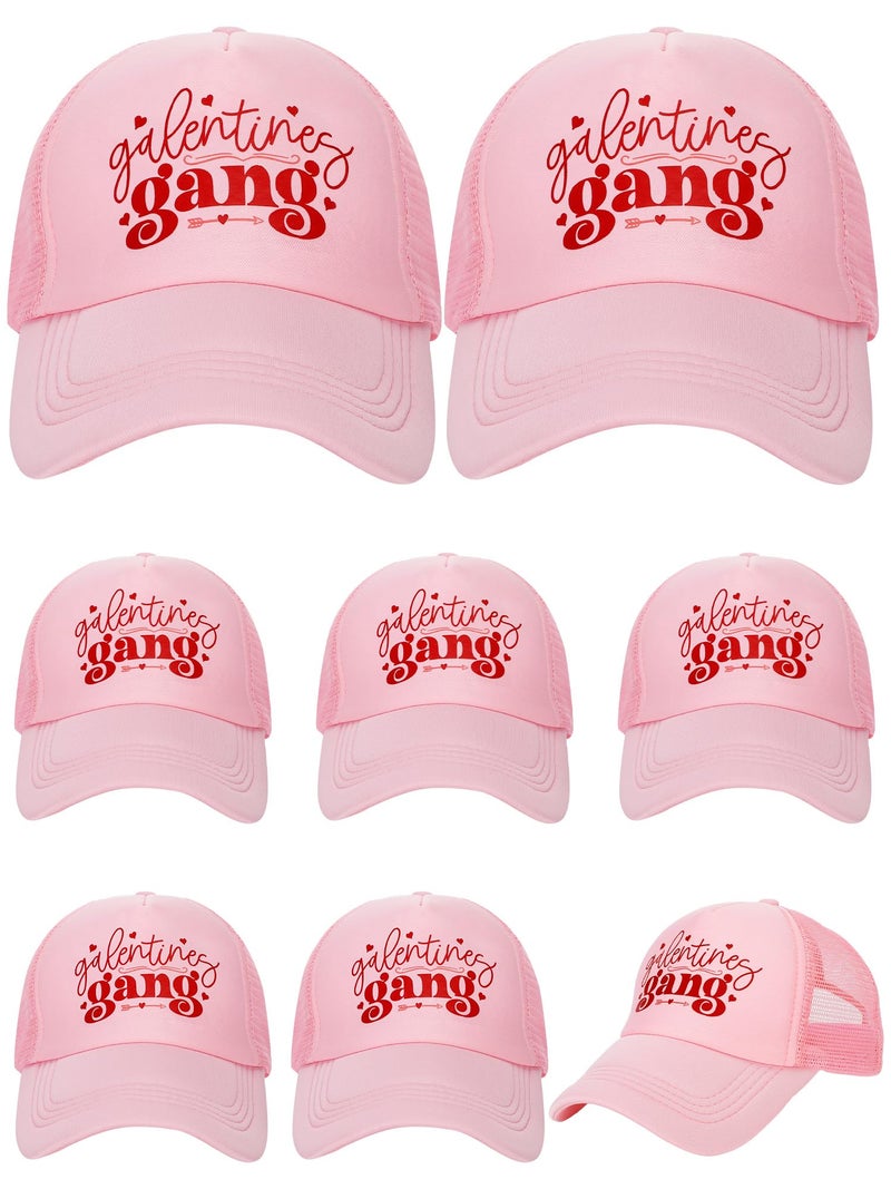 Suhine 8 Pack Galentine Gang Hat Bulk Galentines Day Party Supplies Valentine Gift Cap for Women Friends Pink Sleepover Party Supplies - Image 1
