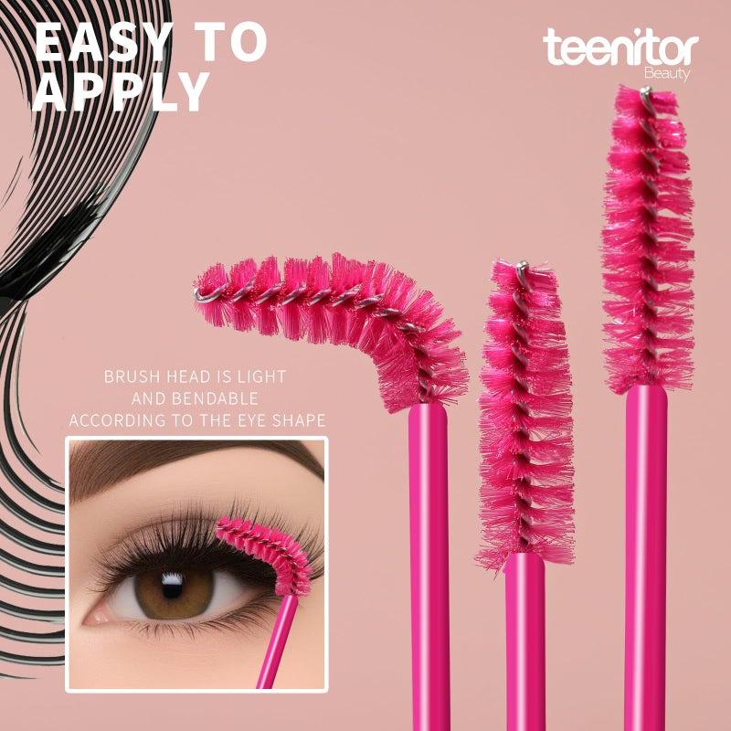 Teenitor 200 Pcs Mascara Wands & Lip Applicators Disposable, Lip gloss Lipstick Tester Disposable Makeup Applicators, Hot Red - Image 3