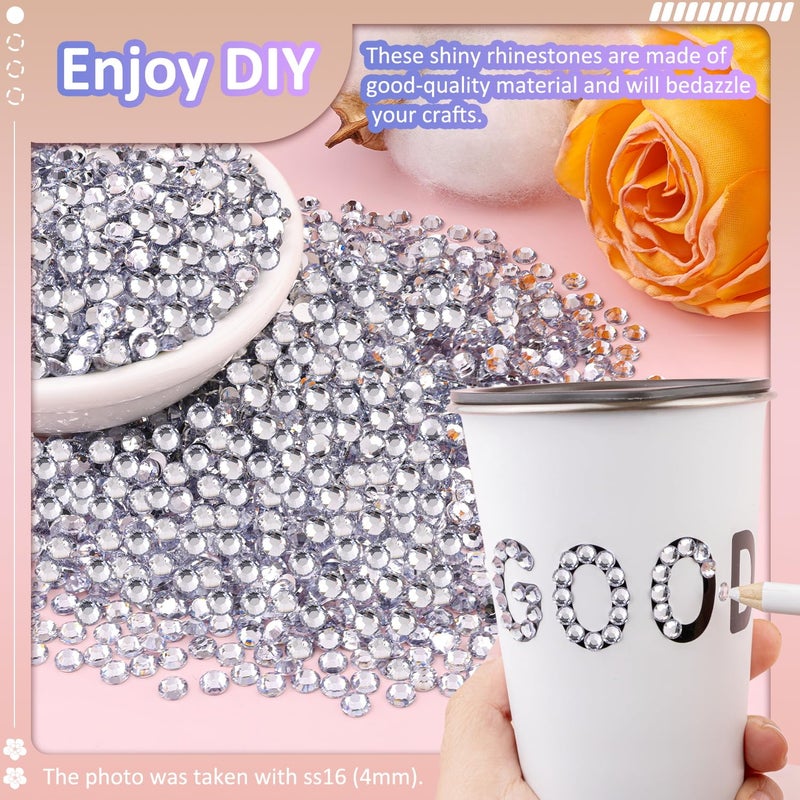 TINKRSTUFF 6000Pcs 3mm Resin Rhinestones with 1Pcs 10ml B7000 Jewelry Glue for Crafting, Clear Large Amount Flatback Gems, Bedazzling Crystal Bulk for DIY Crafts Clothing Tumblers Shoes Nail Art Fabric - Image 4