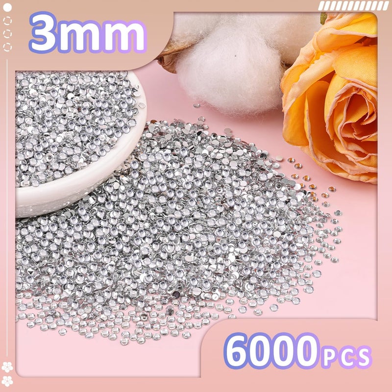 TINKRSTUFF 6000Pcs 3mm Resin Rhinestones with 1Pcs 10ml B7000 Jewelry Glue for Crafting, Clear Large Amount Flatback Gems, Bedazzling Crystal Bulk for DIY Crafts Clothing Tumblers Shoes Nail Art Fabric - Image 2