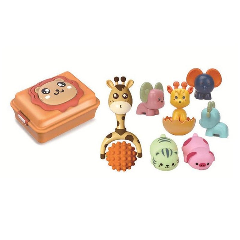Baby Rubber Rattle Lion Box 8 Pieces - 031019-R6240 - Image 1