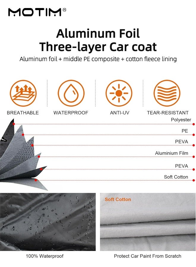 Motim Car Cover Waterproof All Weather for ​SUV, Windproof Rain Rain Sun UV Protection Full Cover, Aluminium Film Material for Indoor Outdoor (520*200*185CM) YXL - Image 3