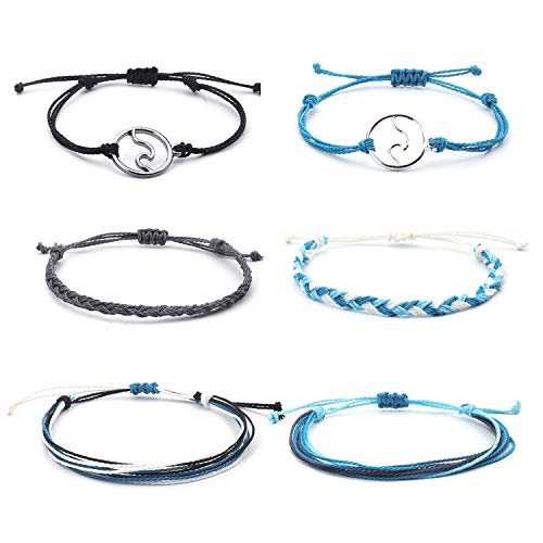 Softones VSCO String Wave Bracelets for Women Handmade Colorful Waterproof Adjustable Braided Beach Bracelet Set for Women - Image 1