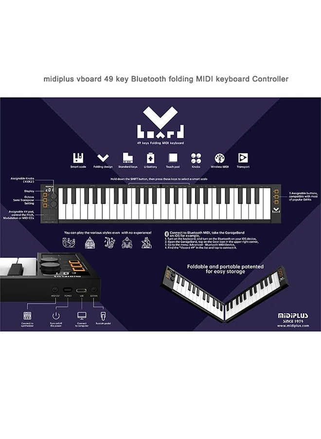 MIDIPLUS Vboard 49 Bluetooth folding controller portable professional electronic music arranger MIDI keyboard