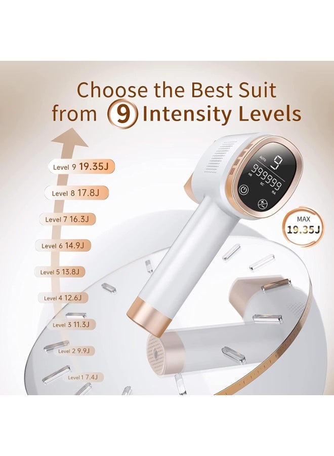 جهاز إزالة الشعر بالليزر IPL للرجال والنساء، تبريد ثلجي بالياقوت الأزرق بدون ألم، 999900 ومضة، 9 مستويات، نتائج دائمة للوجه والجسم والساقين — أزرق - Image 4