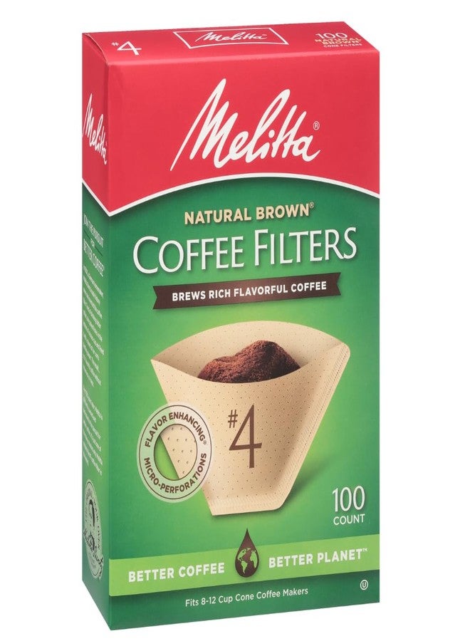 Melitta #4 Cone Coffee Filters, Natural Brown, 100 Count (Pack Of 3), 300 Total Filters - Fits all 8-12 Cup Cone Coffee Makers and Pour-Overs, Compostable, Tear-Resistant - Image 2