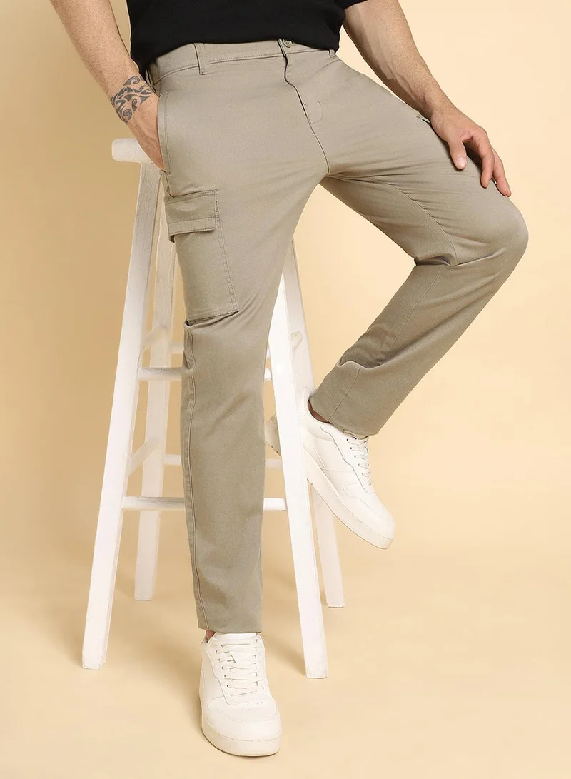 Sage Slim Fit Cargo Pants for Men - Cotton Lycra, Full Length, Mid Rise, Casual