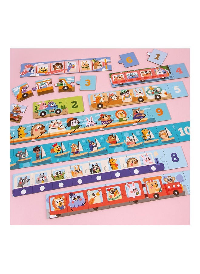 NIBEMINENT Animal Traffic Number Wooden Jigsaw Puzzle For Kids 33.5x16x4cm - Image 2