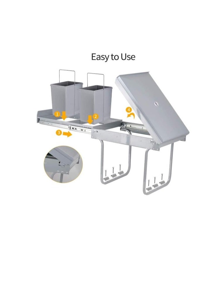 eurocliq - Pull Out Trash Cans Under Cabinet Counter/Sink with Lid - Image 1