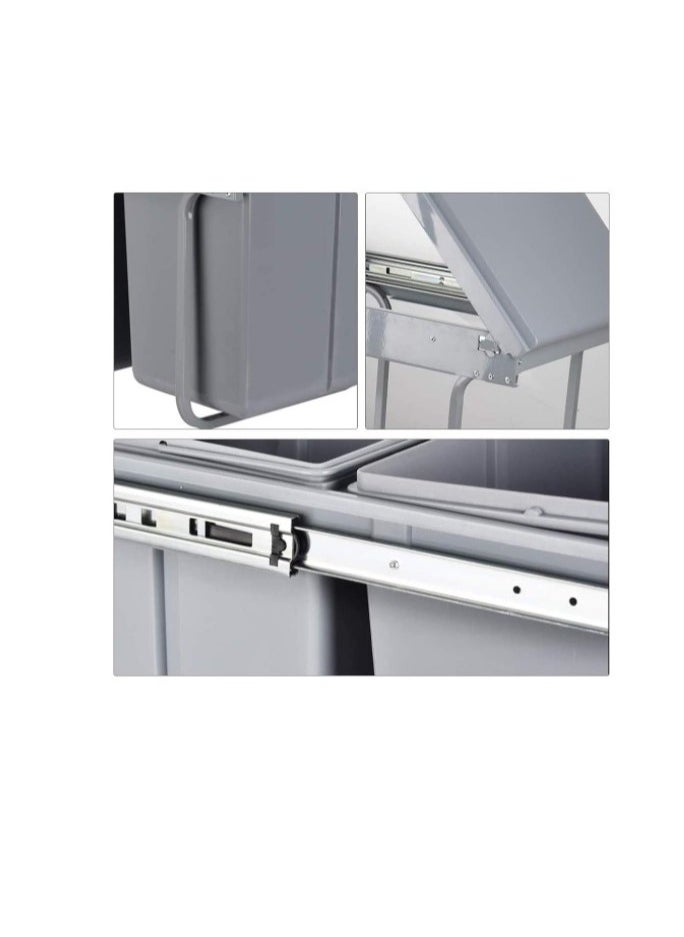 eurocliq - Pull Out Trash Cans Under Cabinet Counter/Sink with Lid - Image 1