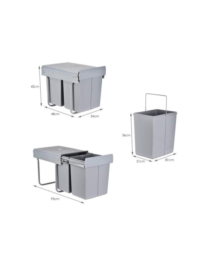 eurocliq - Pull Out Trash Cans Under Cabinet Counter/Sink with Lid - Image 1