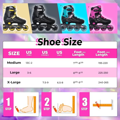 MammyGol Adjustable Inline Skates for Kids Youths Adults, All Wheels Light Up, Indoor and Outdoor Blades Roller Skates for Boys Girls Teen Beginners Rosy - Image 5