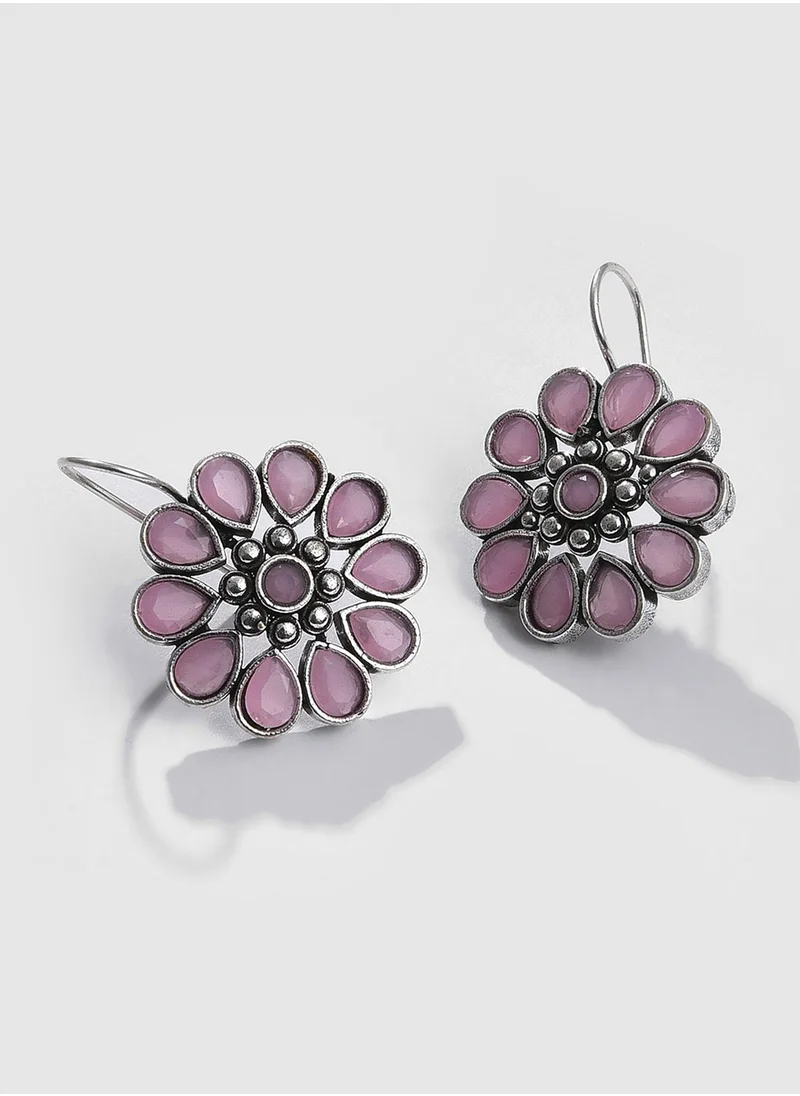 سوهي Purple Stone Studded Floral Jewellery Set