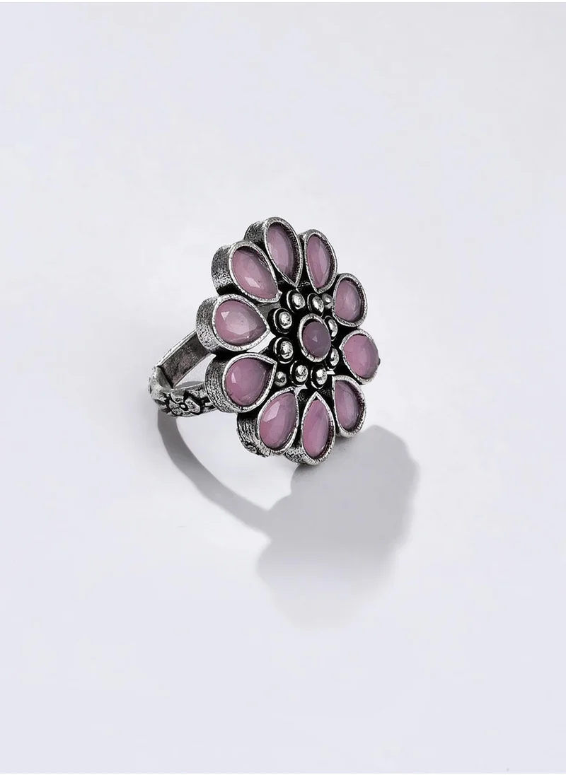 سوهي Purple Stone Studded Floral Jewellery Set