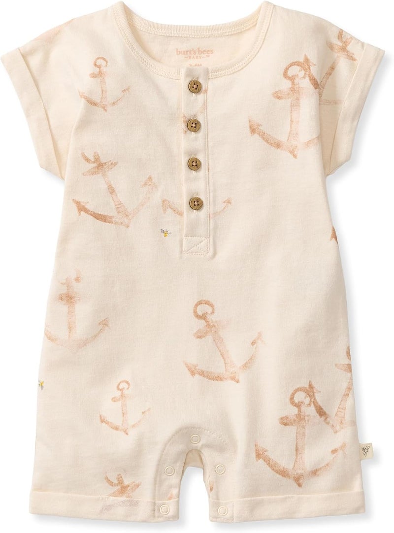 Burt's Bees Baby baby-boys Short Sleeve Rompers, 100% Organic Cotton One-piece Coverall and Layette Set Baby and Toddler Layette Set - Image 1