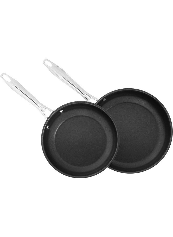 كويزينارت مجموعة مقلاة CUISINART 8922-810NS الاحترافية، مكونة من قطعتين، مصنوعة من الفولاذ المقاوم للصدأ وغير لاصقة، عبوة من قطعتين  - Image 1